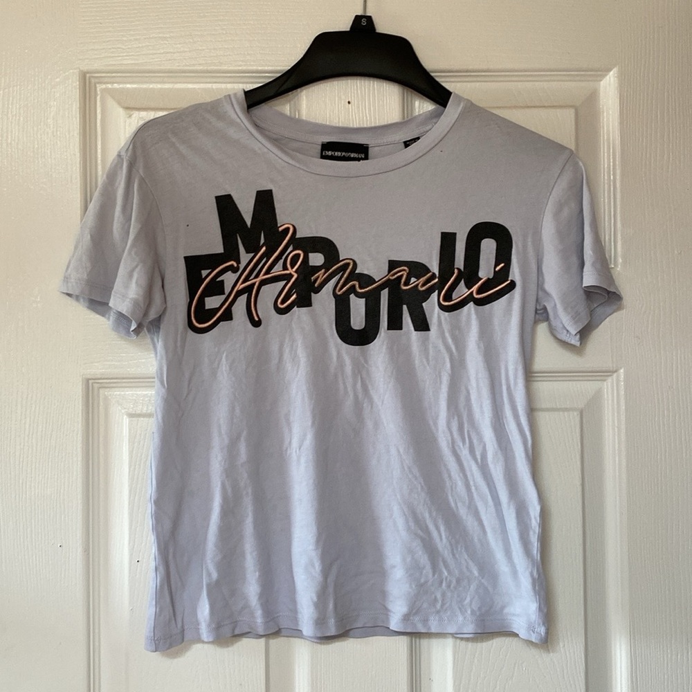 Emporio Armani Logo T-shirt Tee Shirt Crew Neck Cotton Embroidery